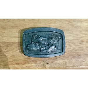 Vintage CAT Road Builders Belt Buckle Caterpillar Heavy Equipment 1992 Pewter